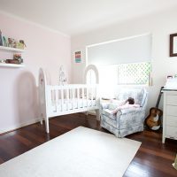 pink and white nursery wall painting